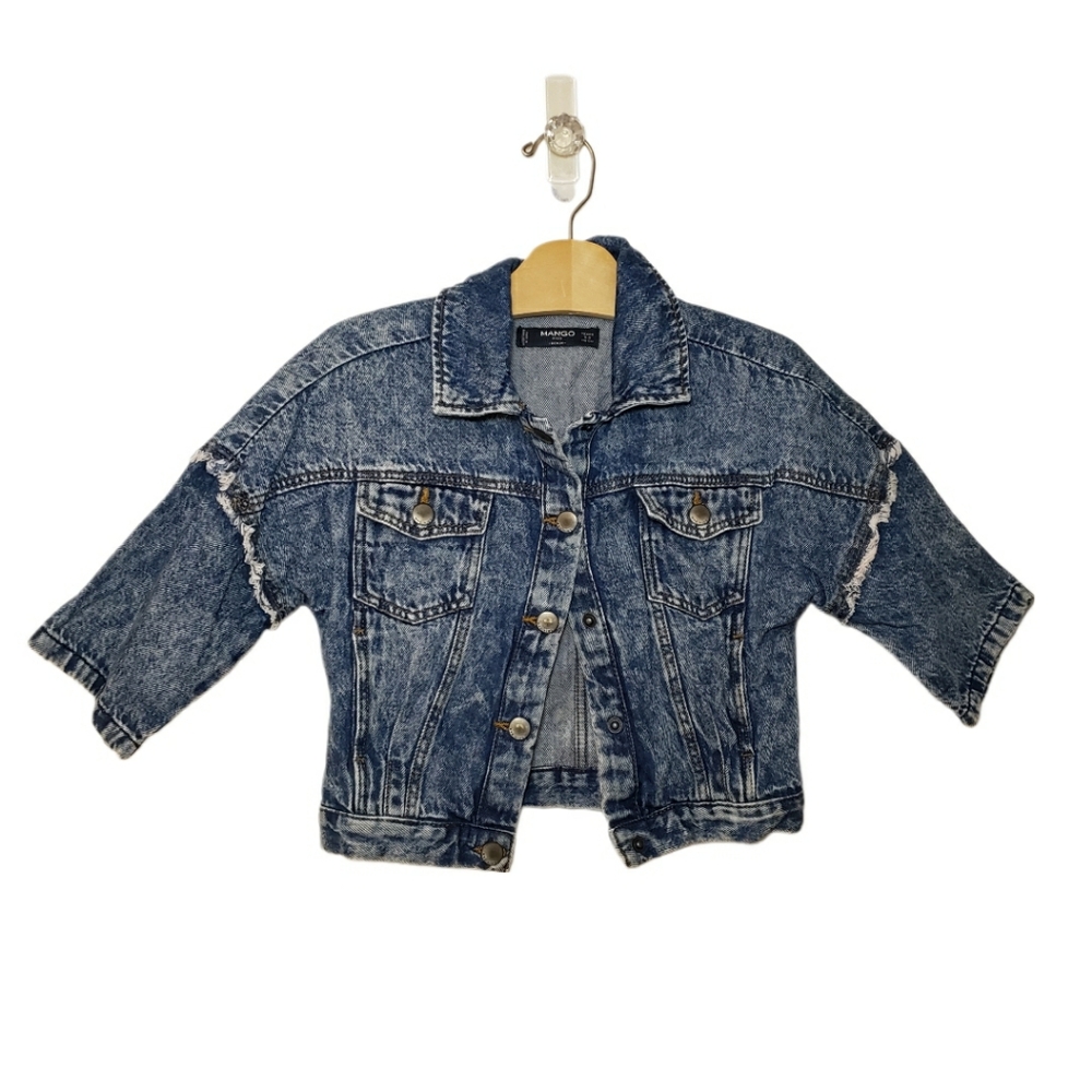 Mango Kids 5-6 Y Acid Washed Denim Cool Jean Jacket